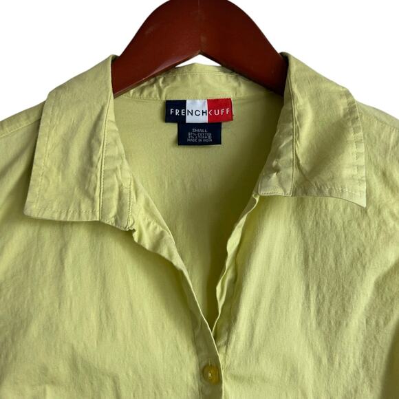 French Kuff Women Top S Chartreuse Cotton Stretch Casual Travel Preppy Comfy - Picture 10 of 10